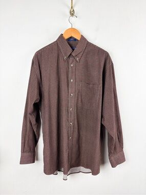Pendleton Men’s Cotton Red Houndstooth Print Button Down Sz L